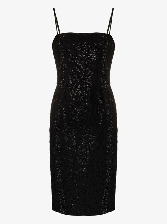 Black Crystal CrÃ_x0083_Âªpe Midi Dress