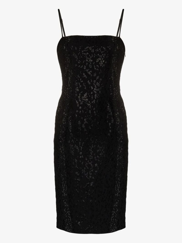 Black Crystal CrÃ_x0083_Âªpe Midi Dress