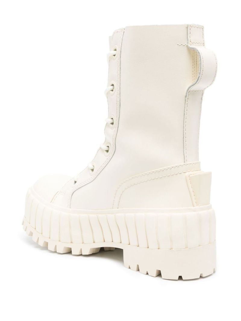 White Vulcanized Lace-up Boots