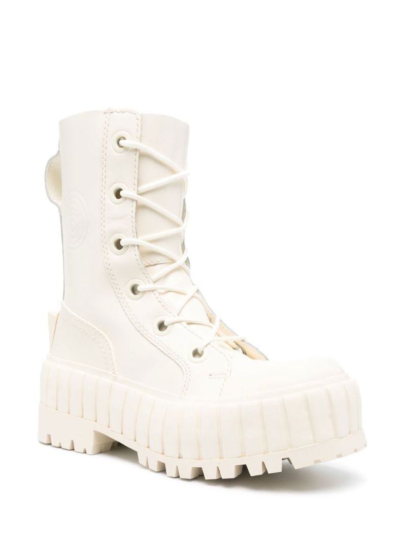 White Vulcanized Lace-up Boots