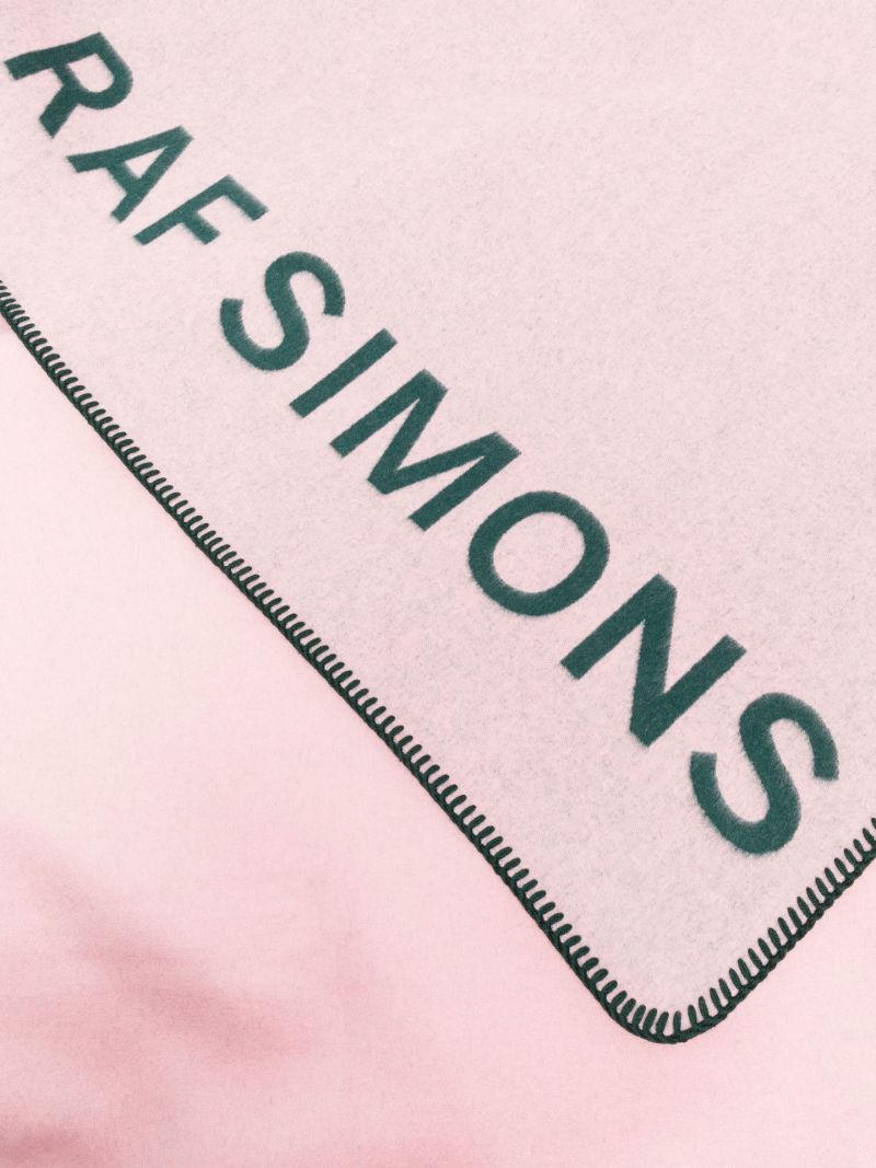 X Raf Simons Pink Double Face Logo Wool Throw
