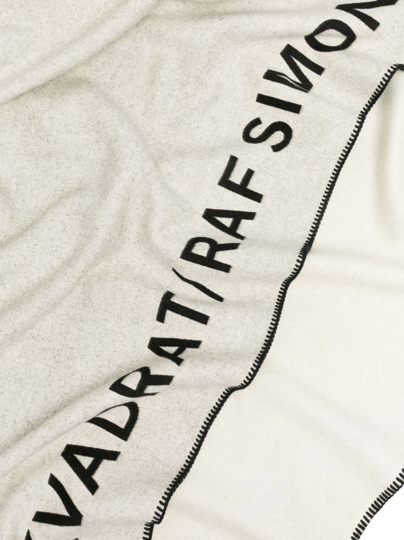 X Raf Simons Neutral Double Face Logo Wool Throw