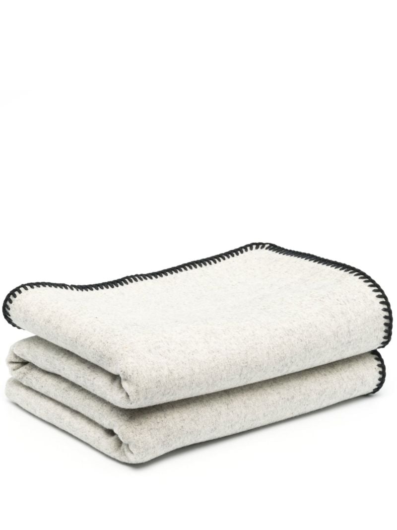 X Raf Simons Neutral Double Face Logo Wool Throw