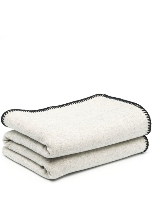 X Raf Simons Neutral Double Face Logo Wool Throw