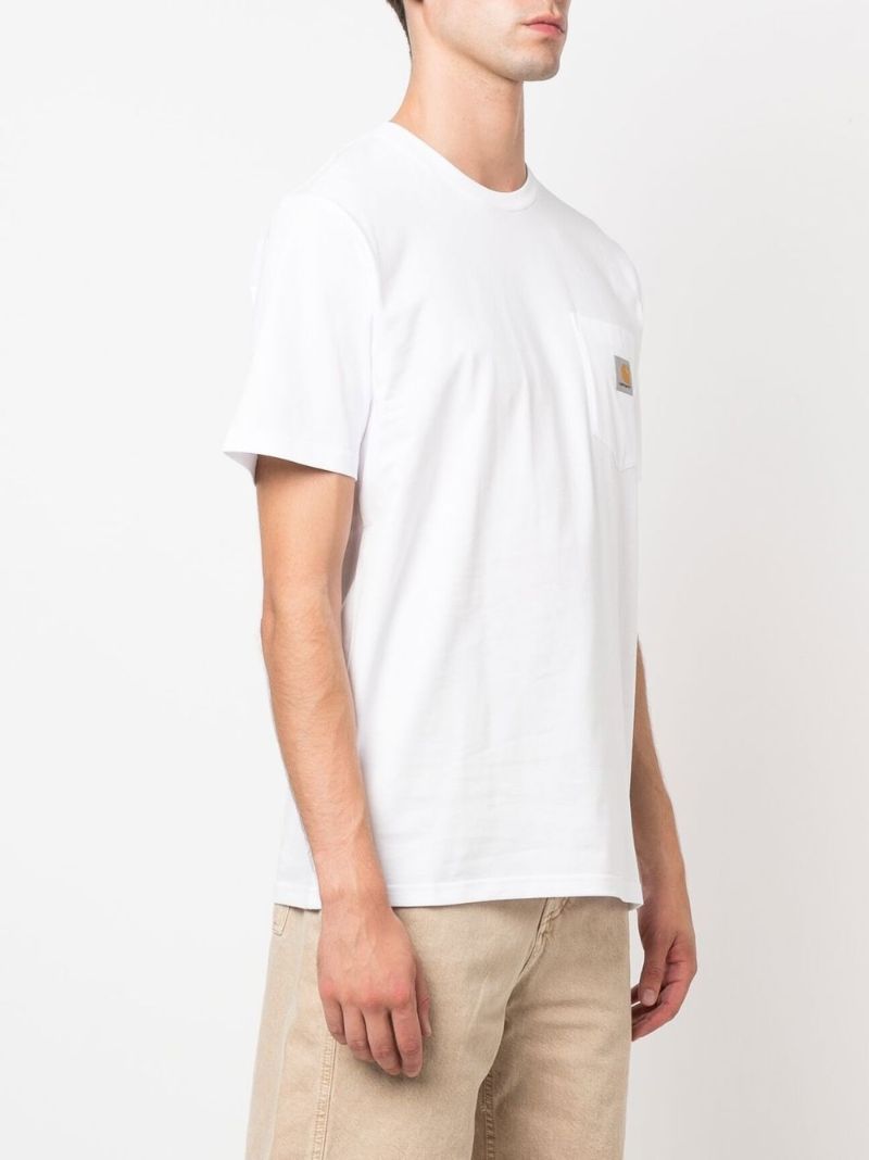 White Logo Patch Cotton T-shirt