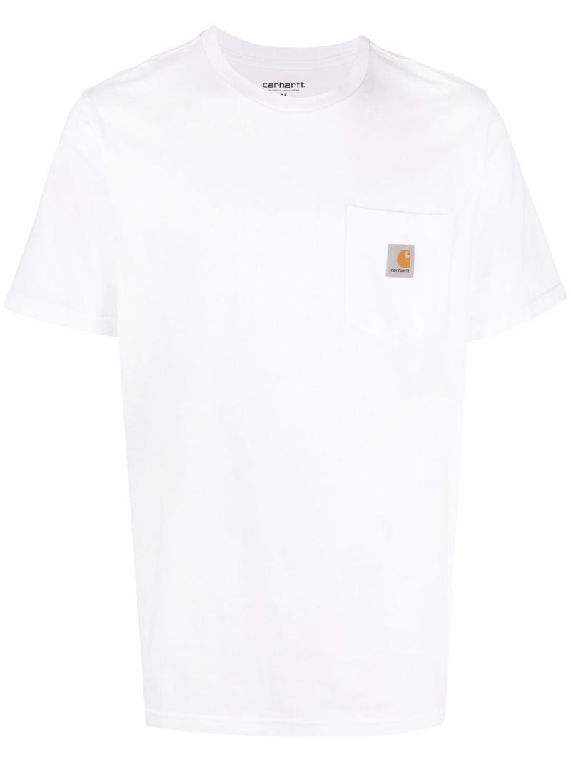 White Logo Patch Cotton T-shirt