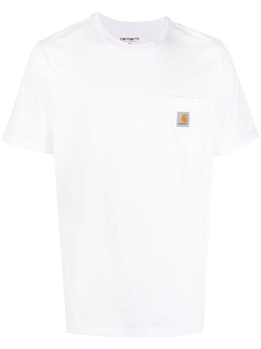 White Logo Patch Cotton T-shirt
