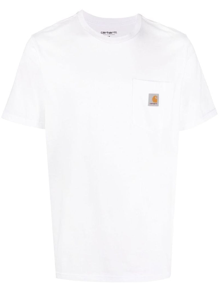 White Logo Patch Cotton T-shirt