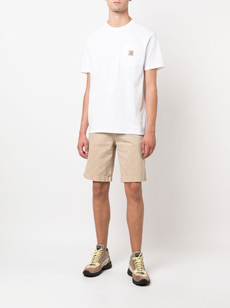 White Logo Patch Cotton T-shirt