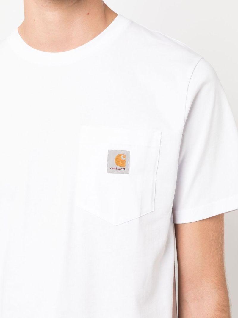 White Logo Patch Cotton T-shirt
