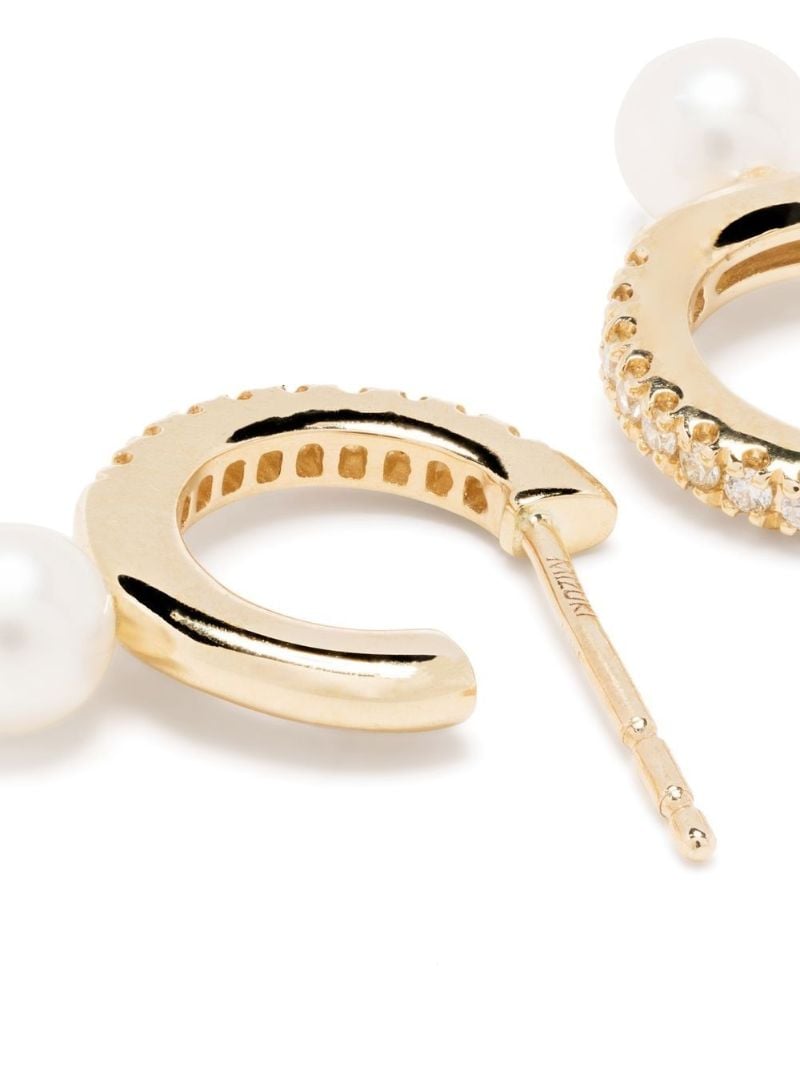 14k Yellow Gold Sea of Beauty Diamond and Pearl Hoop Earrings