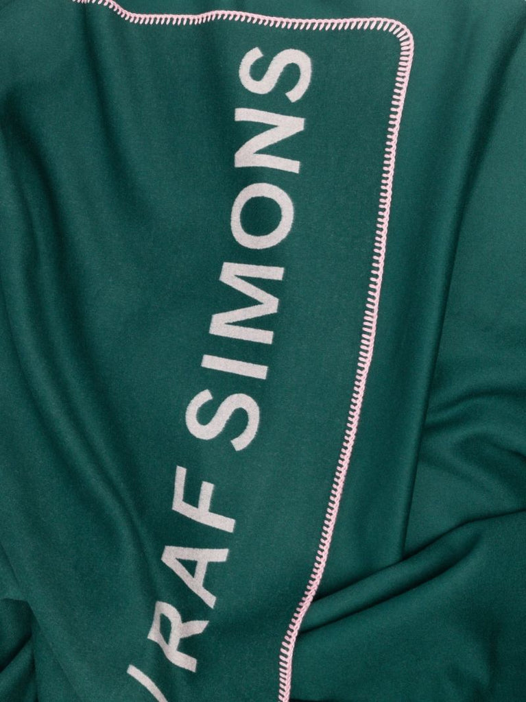 X Raf Simons Green Double Face Logo Wool Throw