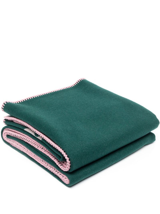 X Raf Simons Green Double Face Logo Wool Throw