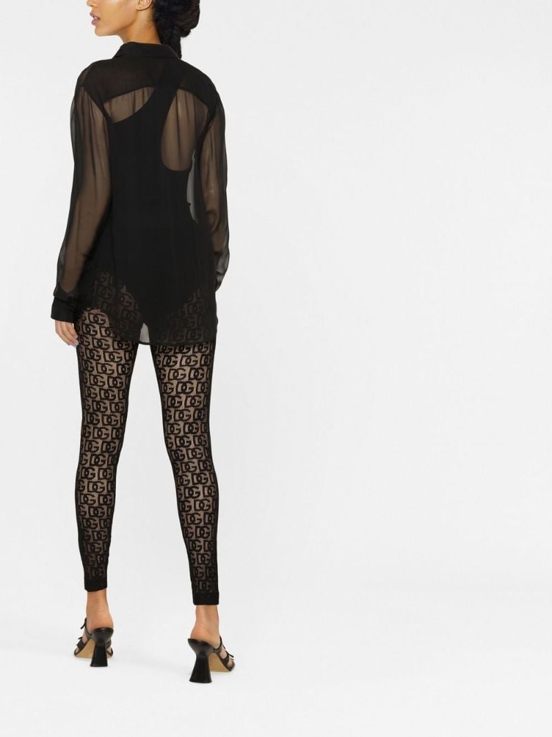 Black Logo Print Sheer Leggings
