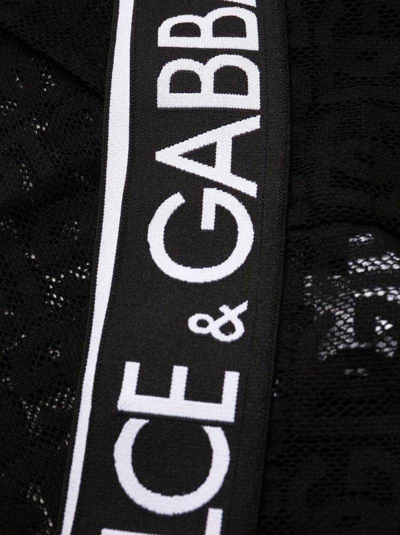 Black Logo Print Sheer Leggings