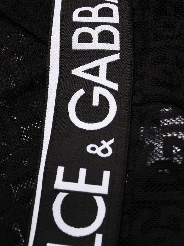 Black Logo Print Sheer Leggings