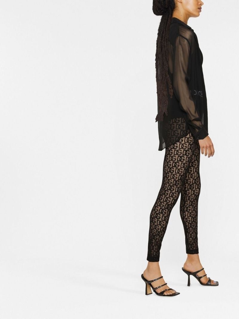Black Logo Print Sheer Leggings