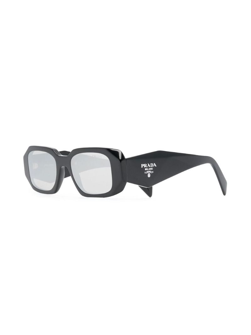 Black Logo Print Rectangle Frame Sunglasses