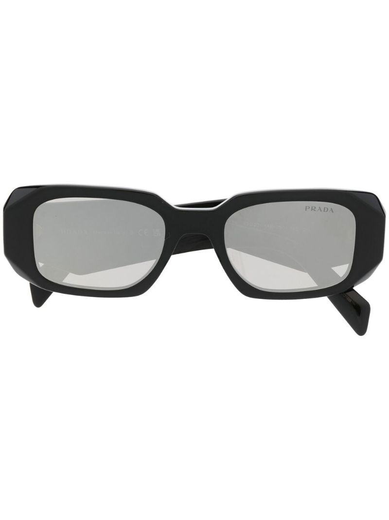 Black Logo Print Rectangle Frame Sunglasses
