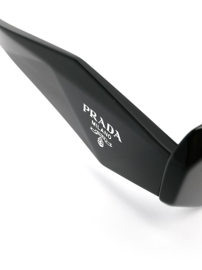 Black Logo Print Rectangle Frame Sunglasses