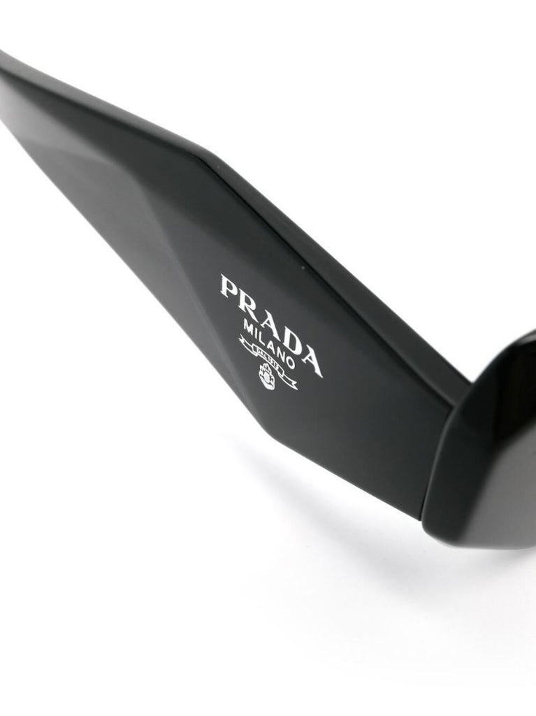 Black Logo Print Rectangle Frame Sunglasses