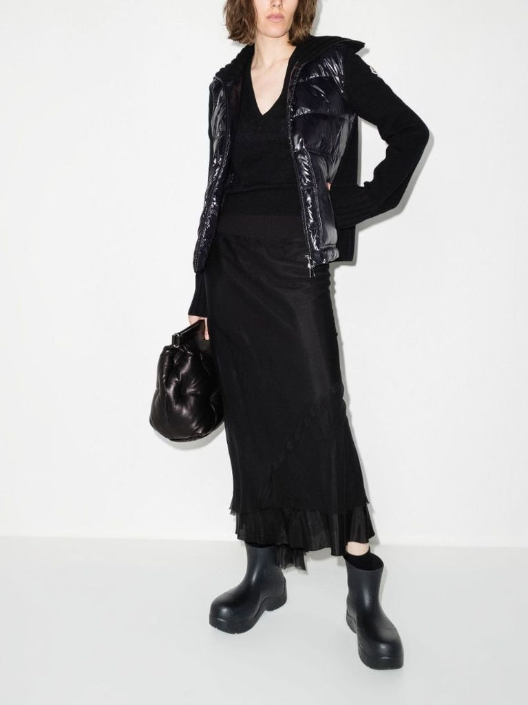 Black Padded Zip-up Cardigan