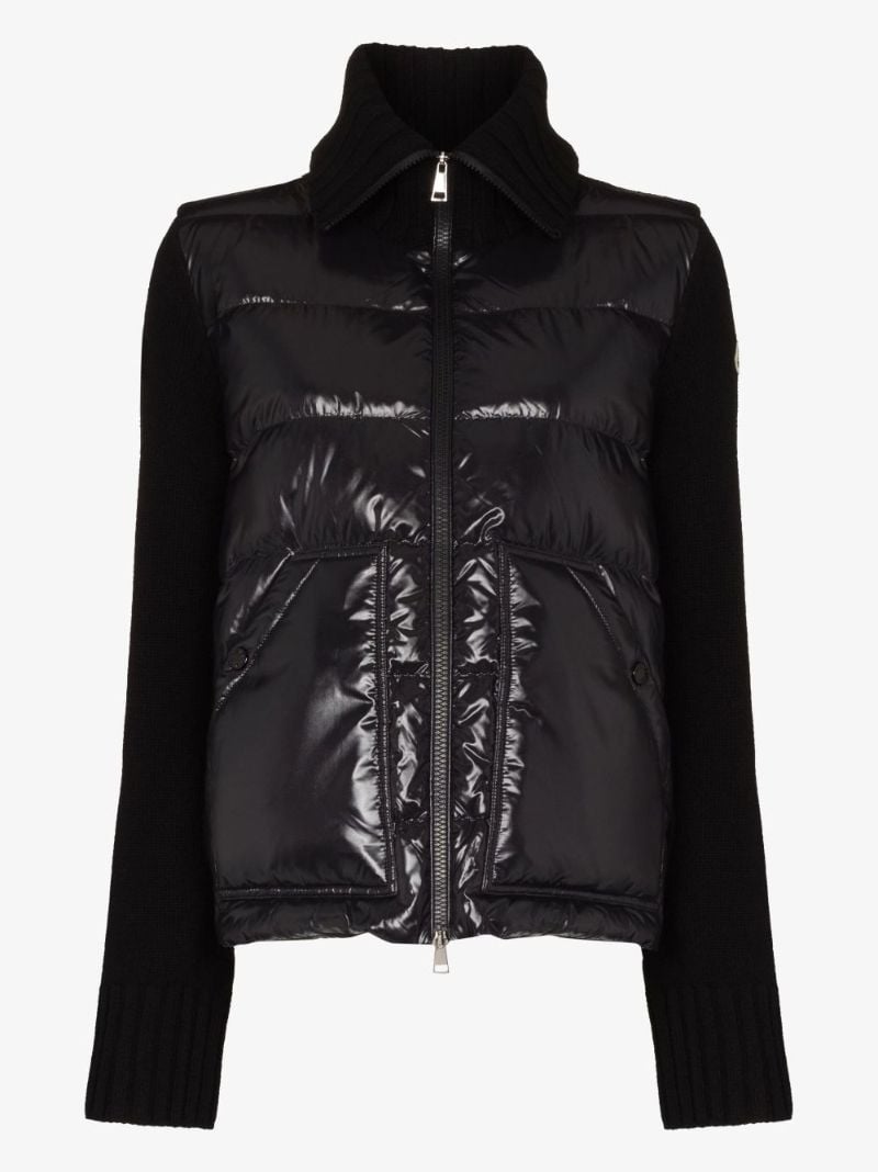 Black Padded Zip-up Cardigan