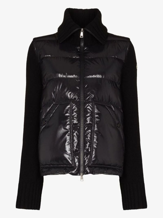 Black Padded Zip-up Cardigan