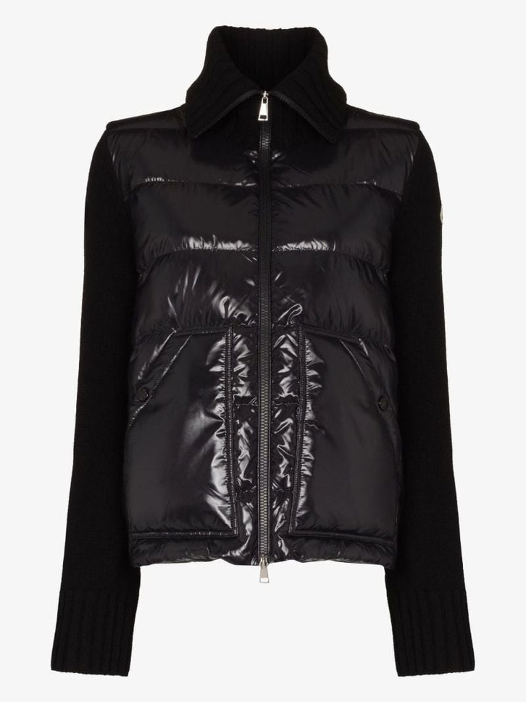 Black Padded Zip-up Cardigan