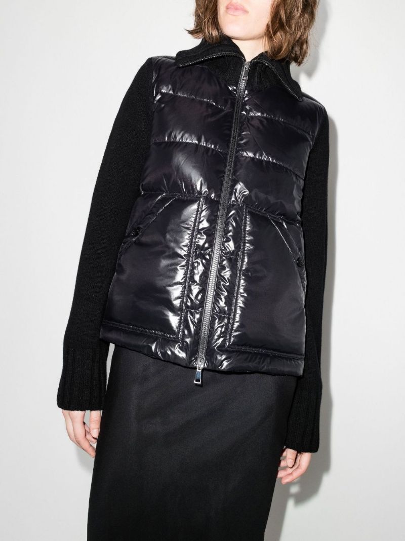 Black Padded Zip-up Cardigan