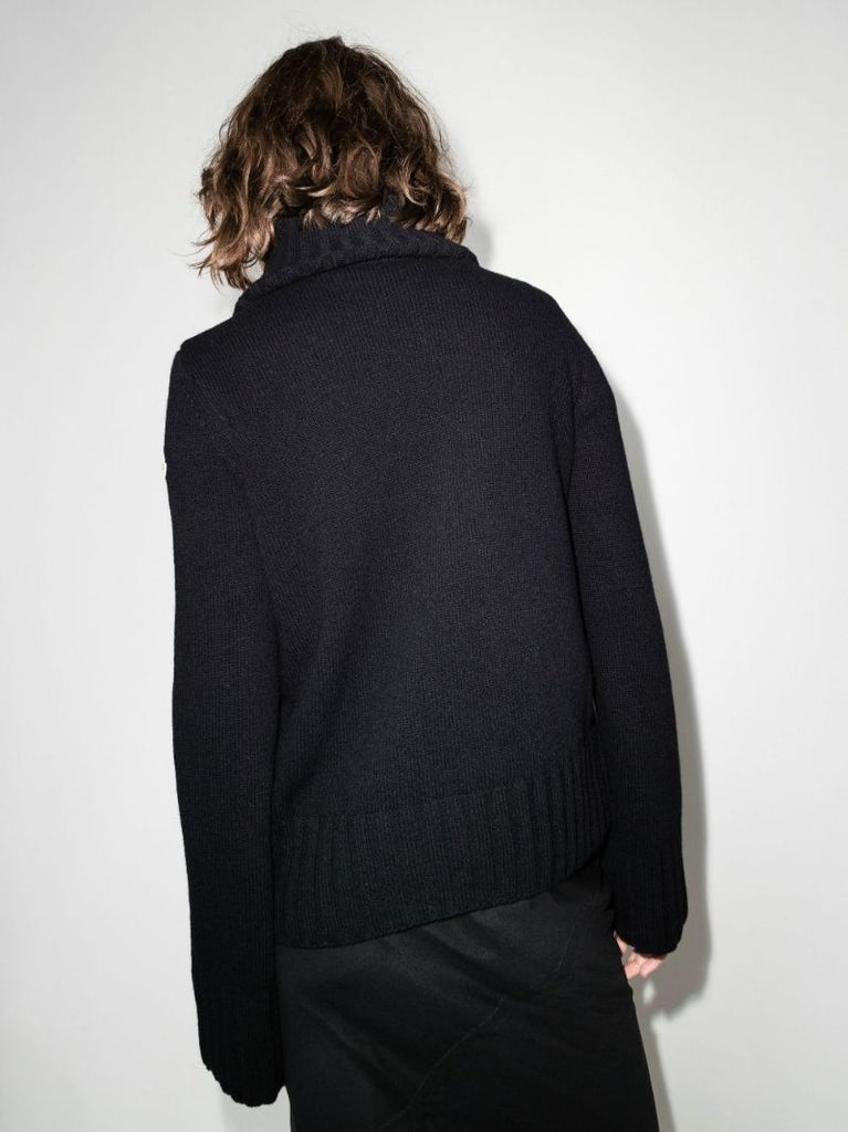 Black Padded Zip-up Cardigan