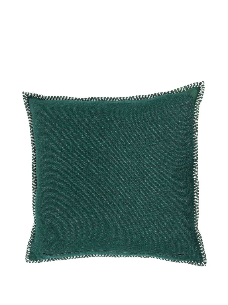 X Raf Simons Green Logo Patch Wool Cushion