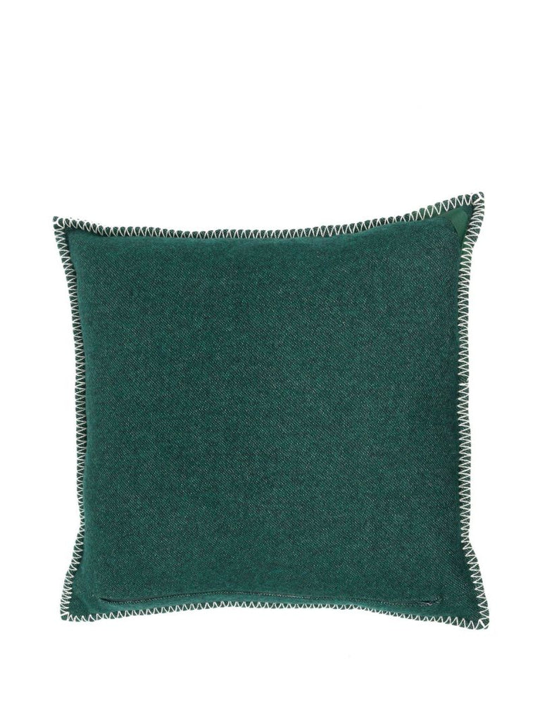 X Raf Simons Green Logo Patch Wool Cushion
