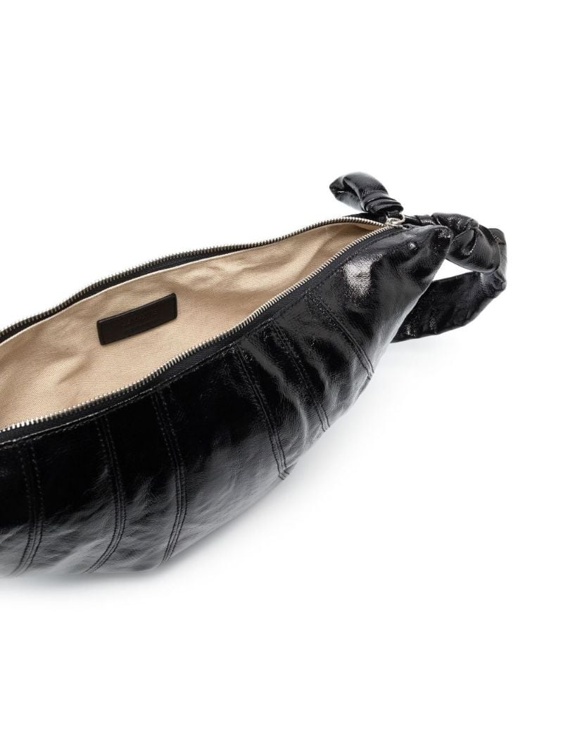 Black Small Croissant Coated Linen Bag