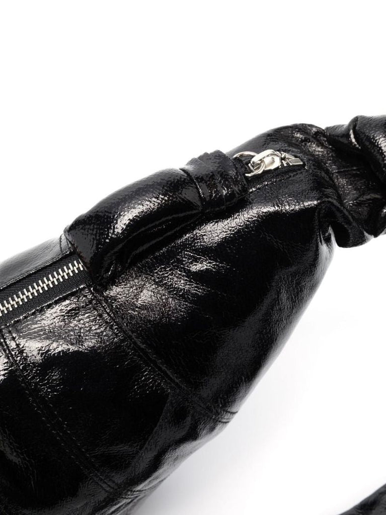 Black Small Croissant Coated Linen Bag