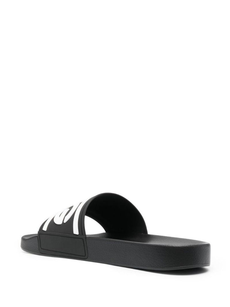 Black Logo Rubber Slides