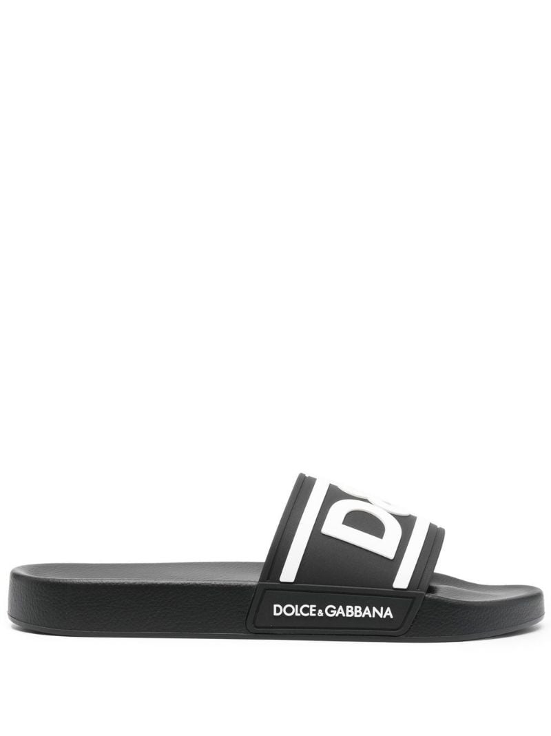 Black Logo Rubber Slides
