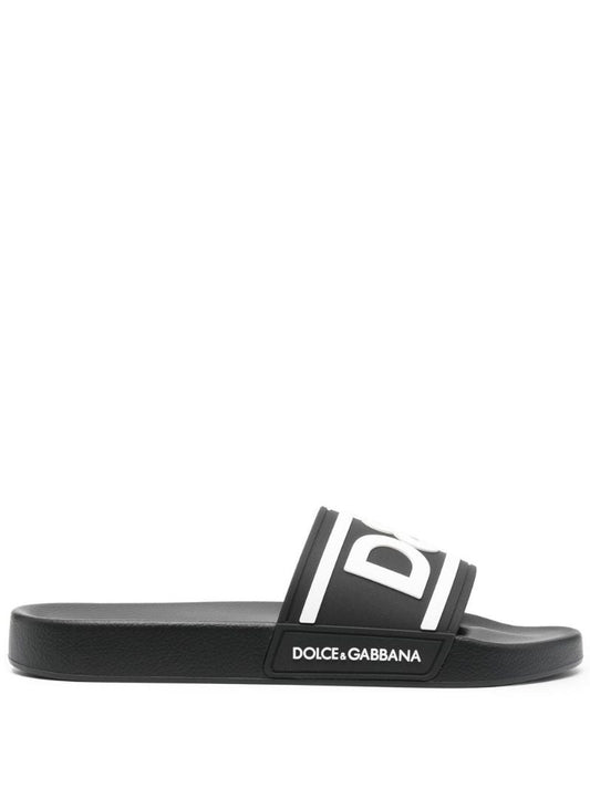 Black Logo Rubber Slides