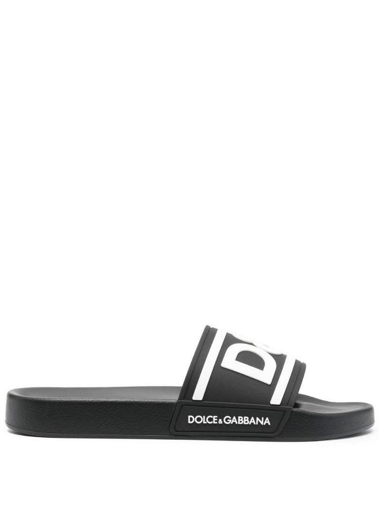 Black Logo Rubber Slides