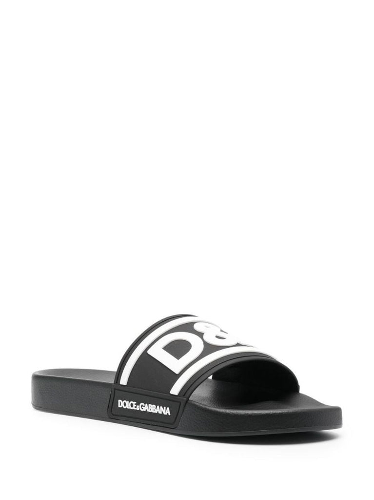 Black Logo Rubber Slides