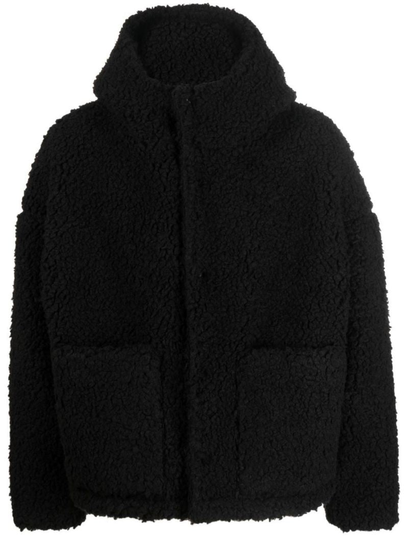 Black Faux Shearling Hooded Jacket