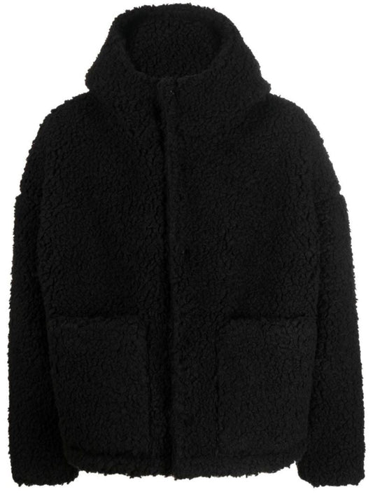 Black Faux Shearling Hooded Jacket