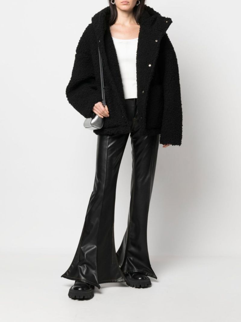 Black Faux Shearling Hooded Jacket