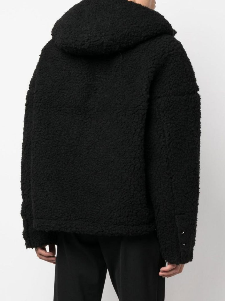 Black Faux Shearling Hooded Jacket