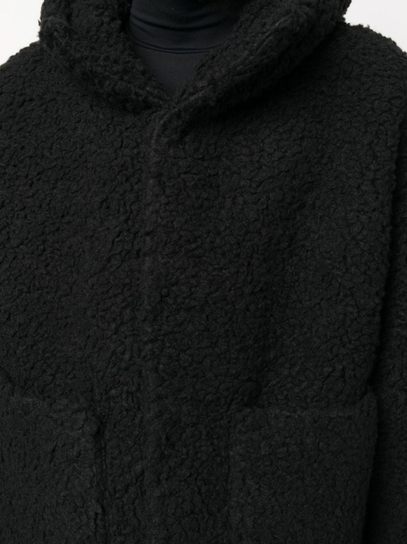 Black Faux Shearling Hooded Jacket