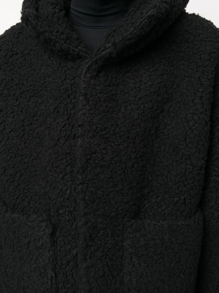 Black Faux Shearling Hooded Jacket