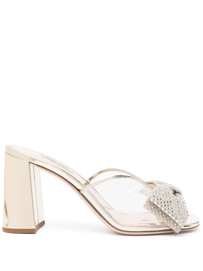 Gold 85 Crystal Bow Pvc Mules