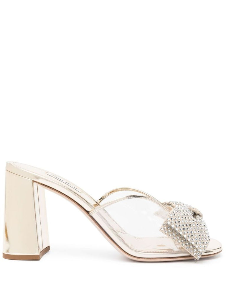Gold 85 Crystal Bow Pvc Mules