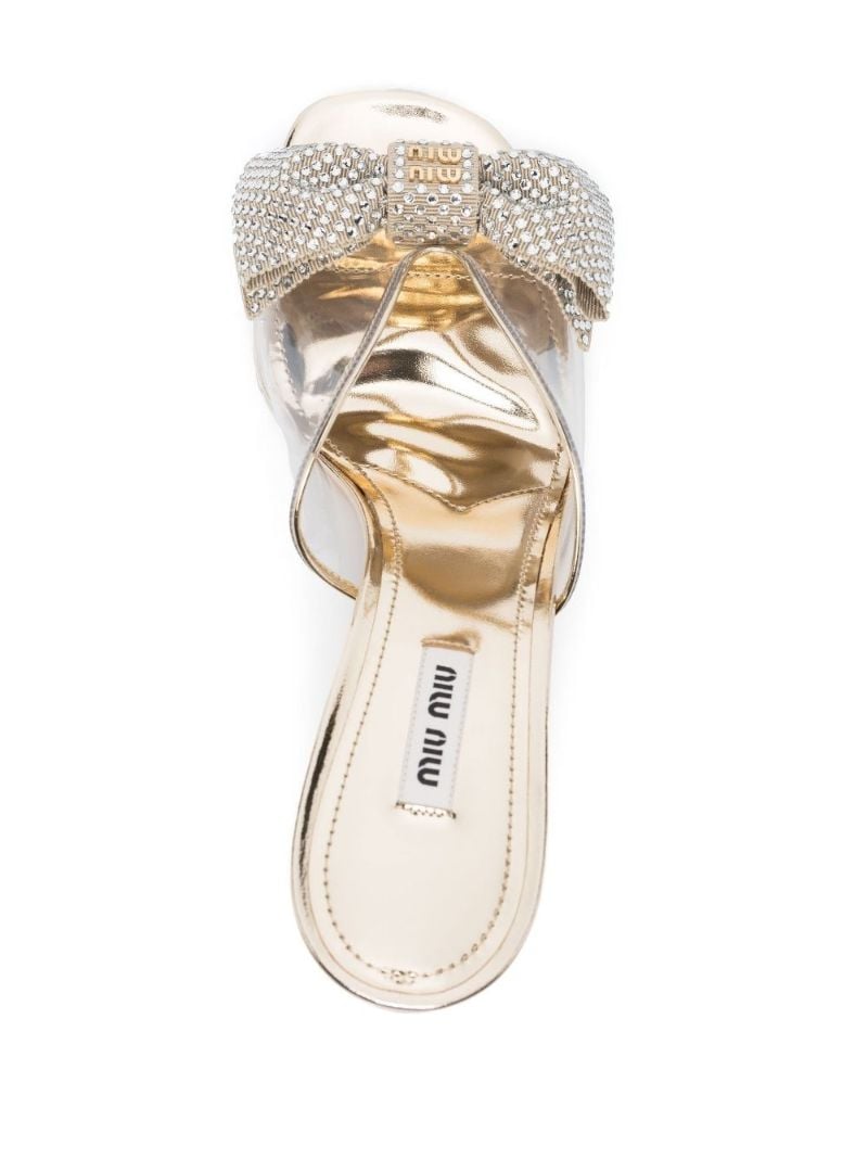 Gold 85 Crystal Bow Pvc Mules