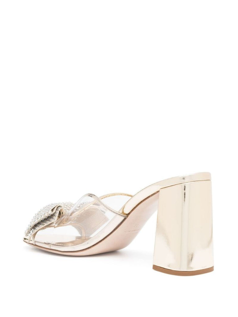 Gold 85 Crystal Bow Pvc Mules